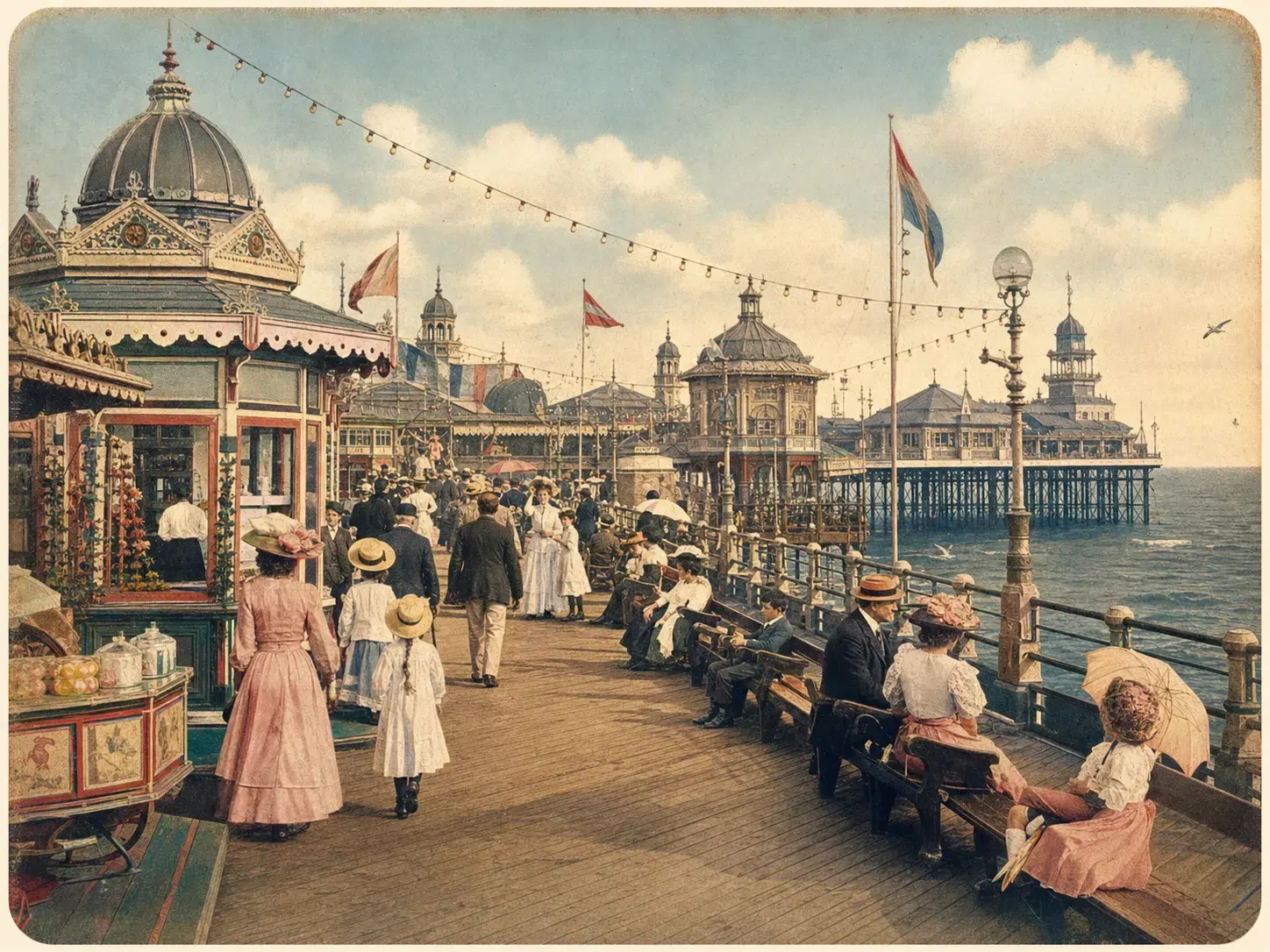 A 1914 postcard showing North Pier from Princess Parade
